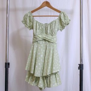 patterned green romper